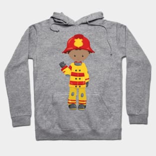 African American Boy, Fireman, Firefighter, Helmet Hoodie